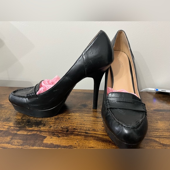 NINE & CO.WINTOLA BLACK FAUX LEATHER PLATFORM PUMP 5" HEELS - Picture 3 of 7